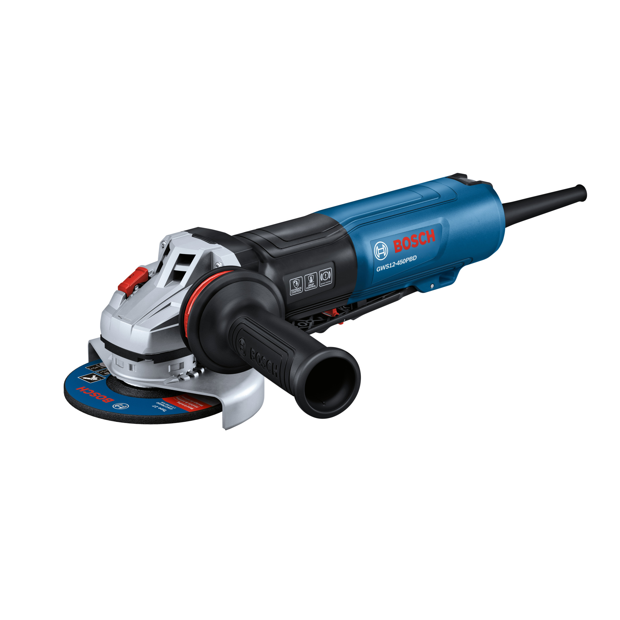 Bosch Ergonomic Angle Grinder — 4 1/2in., 12 Amp, No Lock-On Paddle Switch, 11,500 RPM, Model# GWS12-450PBD